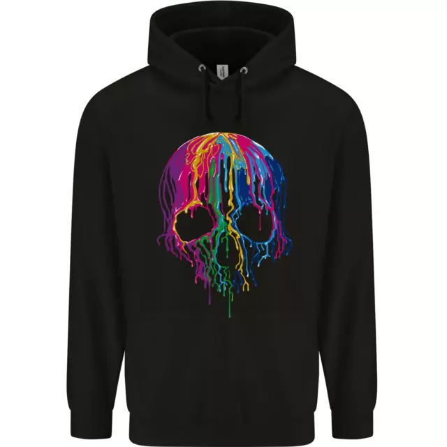 Felpa con cappuccio Melting Skull Biker moto gotica uomo 80% cotone