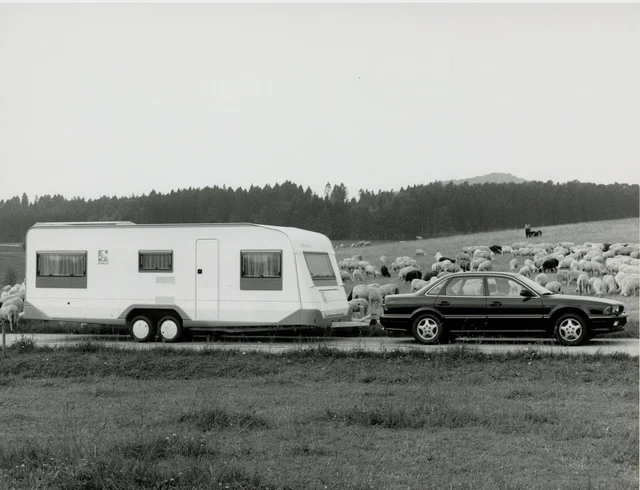 Mitsubishi Sigma Zugfahrzeug Wohnwagen Pressefoto 21,4 x 16,5 cm press photo