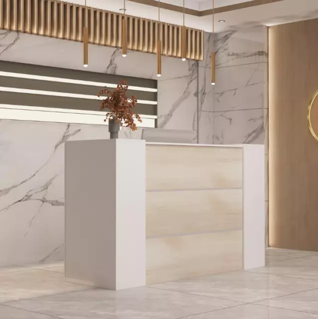 Reception Desk Office Counter Top White Wood Checkout Register Conference Shape Reception Desk Office Counter Top White Wood Checkout Register Conference Shape