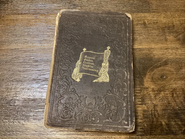 1854 Old Victorian Antique Religious Book The Bible Primer Scripture Illustrated