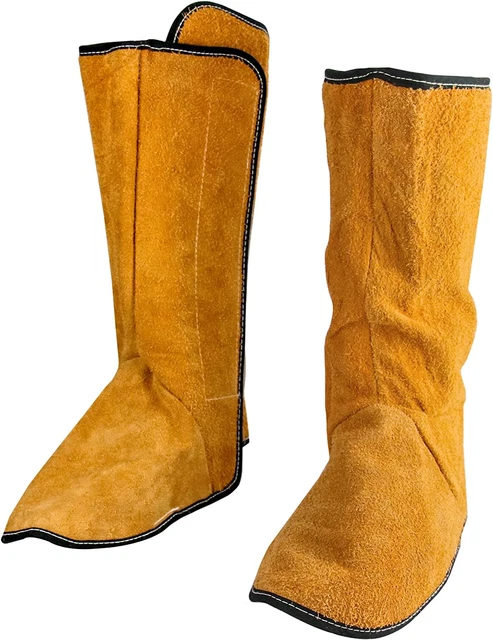 QWORK Fireproof Shoe Leg Cover Leather for Welding Welder Work Boot Protectors,