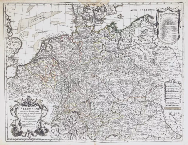 German Rich Germany Bohemia Silesia Map Card Delisle 1772