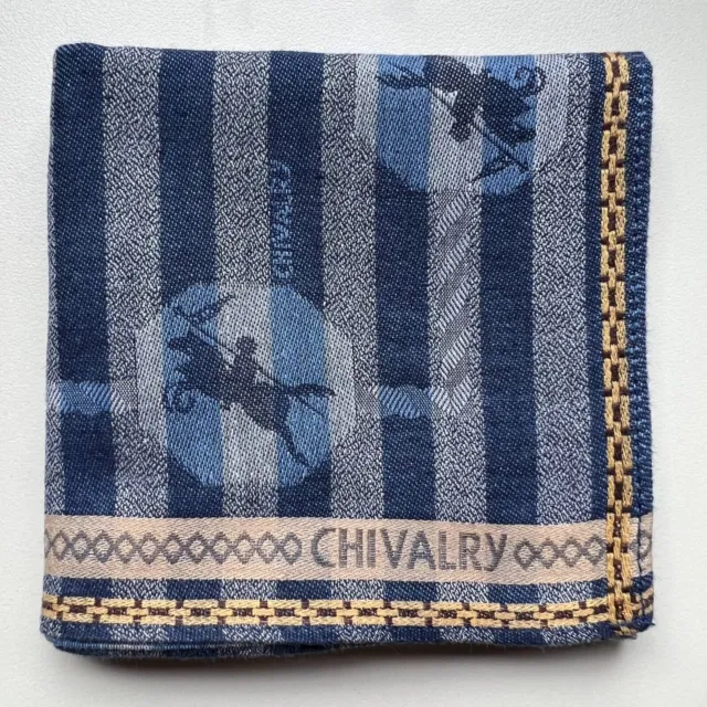 Handkerchief Men's Vintage Art Blue Striped Line Chain Cotton Pocket Square 18"