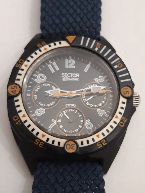 OROLOGIO UOMO SECTOR Expander 102, Quadrante Nero, Ottime Condizioni