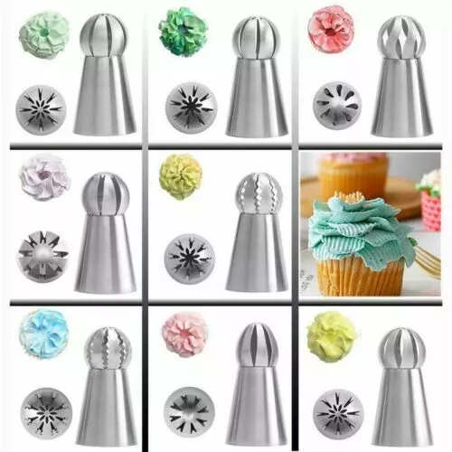 Ugelli in acciaio inox sfera sfera 8x punte cupcake pasticceria tubazioni di ghiaccio russe