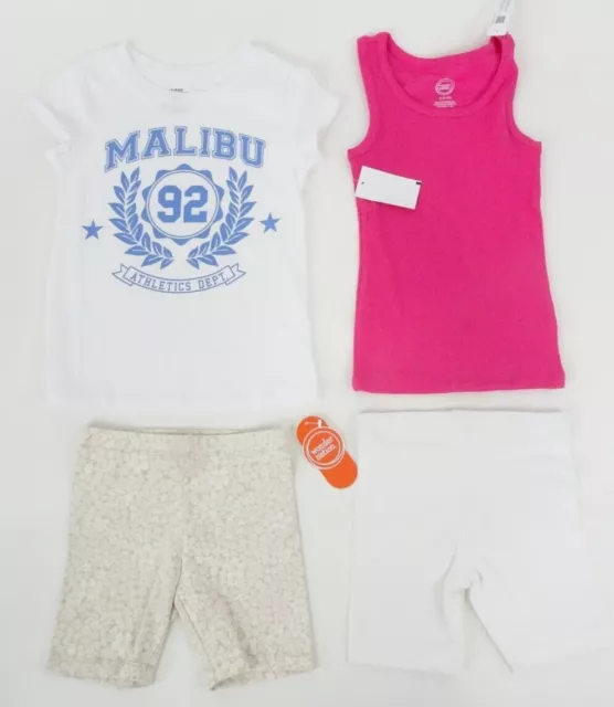 Girls Wonder Nation 4 Piece T-Shirt Tank Shorts Outfits Set Size Small 6/6X NEW