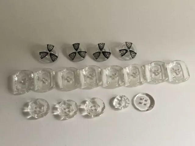 Small Collection of Vintage Clear Glass Buttons  -  Lot 9