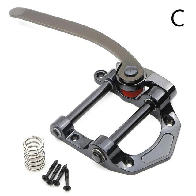 Black Guitar Vibrato Bridge Tremolo Unit Tailpiece Flat Top For TeleSG Body D V2