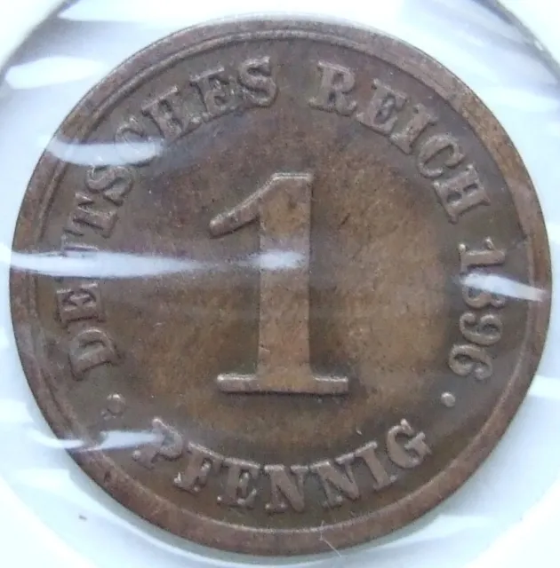 Moneta Reich Tedesco Impero Tedesco 1 Pfennig 1896 F IN Very fine