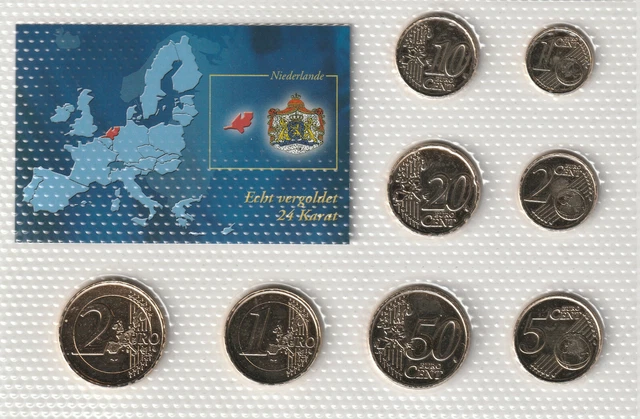 Euro-Kursmünzensatz Niederlande - vergoldet