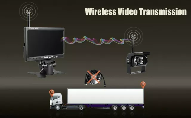 Wireless IR Rear View Reversing Backup Camera 7" Monitor Kit Caravan Truck RVs 2