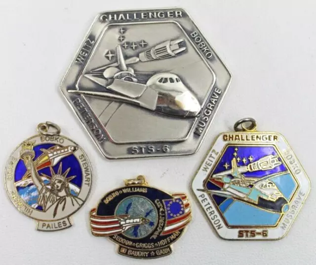 Nasa US Space Shuttle Challenger STS-6 Enameled Medal & Medallion Lot/4 1983-84