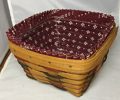 Longaberger Woven Traditions Large Berry Basket Combo protector & Trad Red Liner