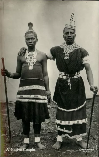 RPPC Africa Native couple costume clothing real photo postcard