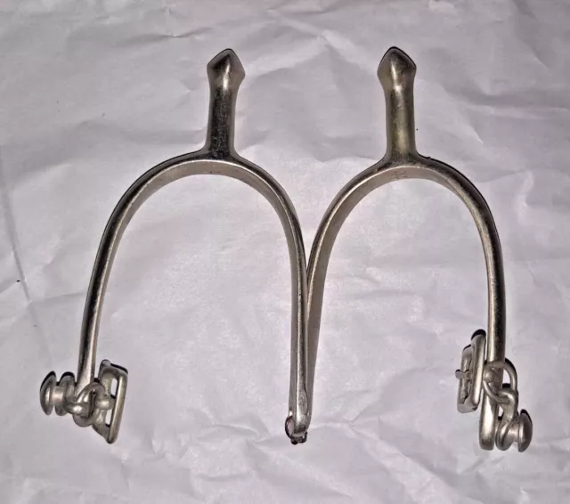 Pair WWI U.S. A.B. August BUERMANN Cavalry Military Officer Spurs Antique Riding