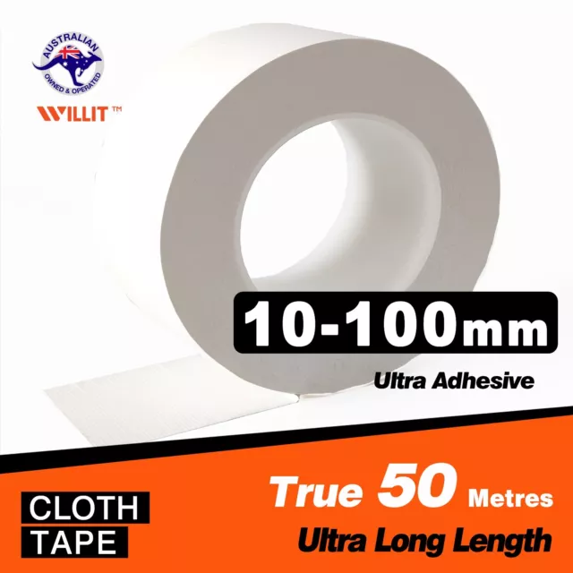 PREMIUM WHITE CLOTH TAPE Duct Gaffa Gaffer Blast 10mm - 100mm Width【Bulk Sale】