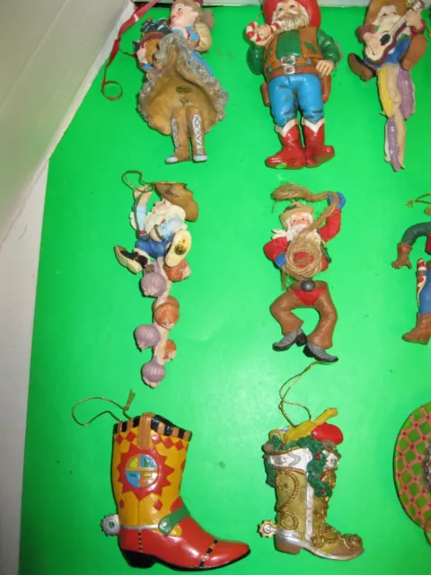 Country Western Cowboy Theme Lot of 16 Christmas Ornaments Cowboys, Boots, Hats