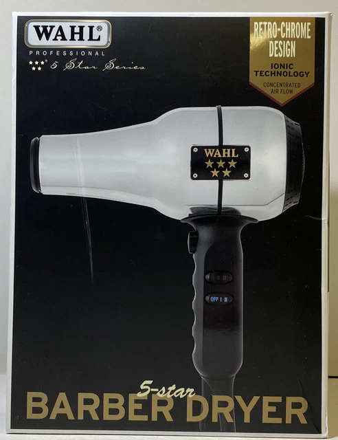 Wahl Professional 5-Star Series Ionic Retro-Chrome Design Barber Hair Dryer. NEW