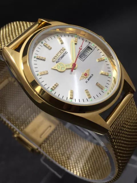 Vintage Citizen Automatik Day & Date 21-Juwelen selbstaufziehende japanische Armbanduhr 3