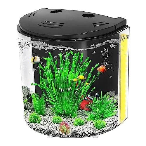 Fish Tank, 1.2 Gallon Aquarium, Small Betta Fish Tank Starter Kit with Round