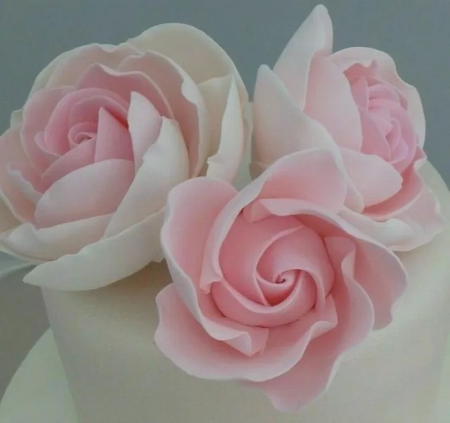 3 Single Mixed Roses Sugar flower Wedding Birthday cake decorations topper