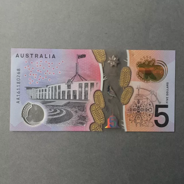 2016 Unc $5 Next Generation Polymer Banknote First Prefix Aa16