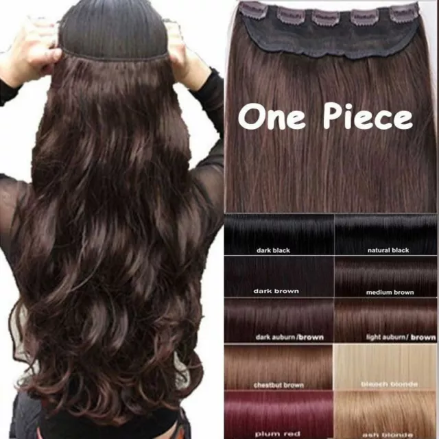 Real Natural One Piece 100% Thick Clip In As Human Hair Extensions 3/4 Full Head