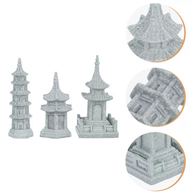 Set de decoración para salas Zen con mini jardín y pagoda (3 piezas)
