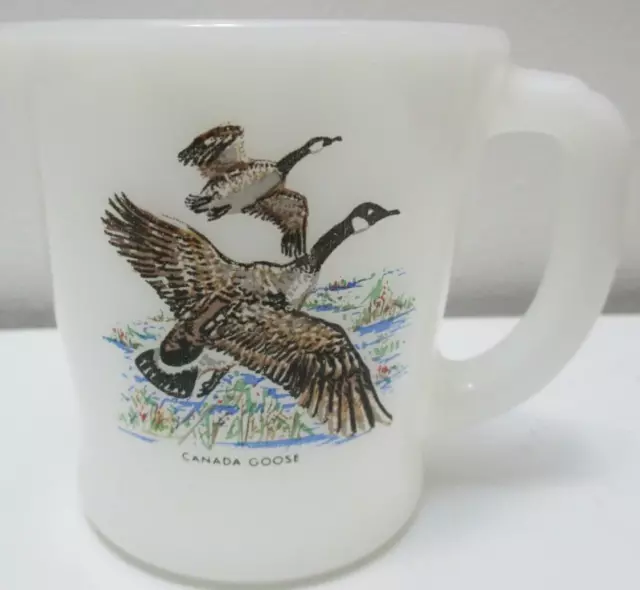 Vintage Fire King Mug Canadian Geese Game Bird Oven Ware 3 3/8" Tall