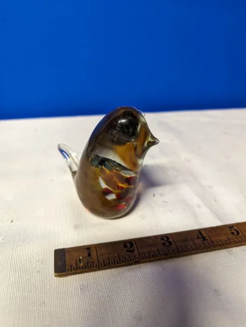 Small Vintage Glass Bird Paperweight Millefiori Art Glass Bird