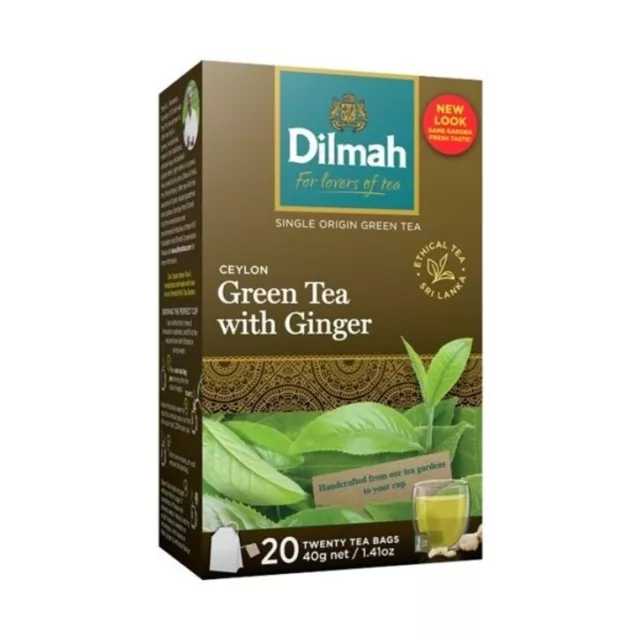 Dilmah Organic 100% Natural Herbal Premium Flavoured Ceylon Green Tea 20Tea Bags