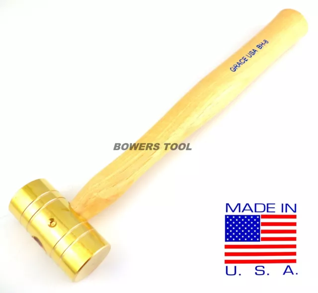4 OZ. SMALL BRASS HAMMER KNURLED 5/8 ALUMINUM HANDLE * EXCELLENT GRIP USA  MADE