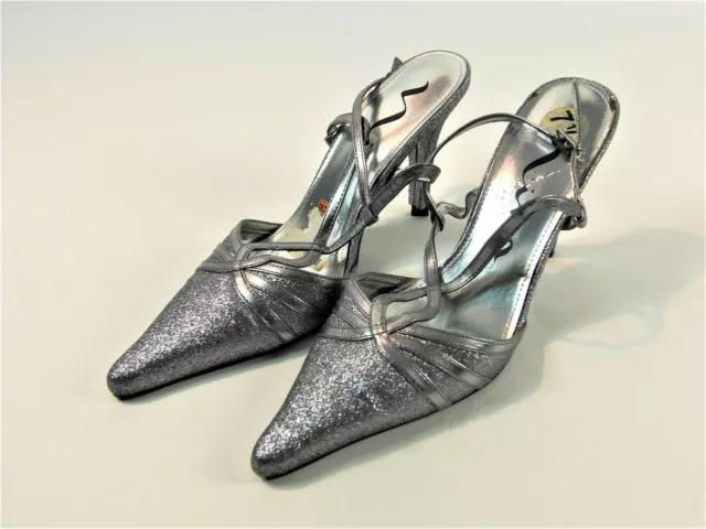 Lima Womens Pump Silver Evening Heels Shoes 7.5 Medium