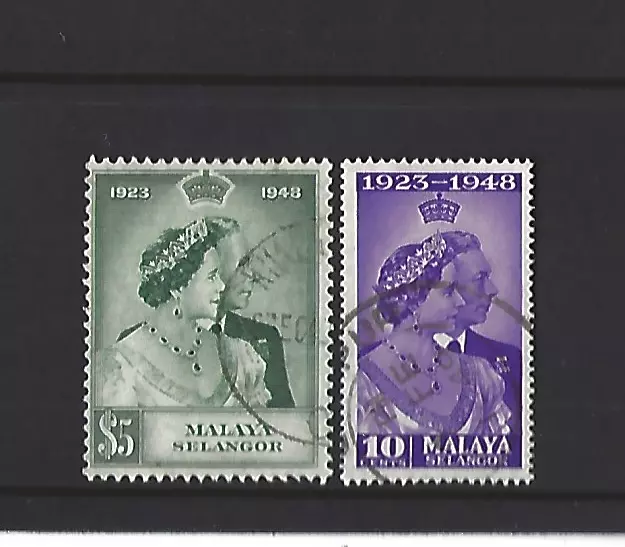 Malaya Selangor 1948 Silver Wedding Pair Very Fine Used