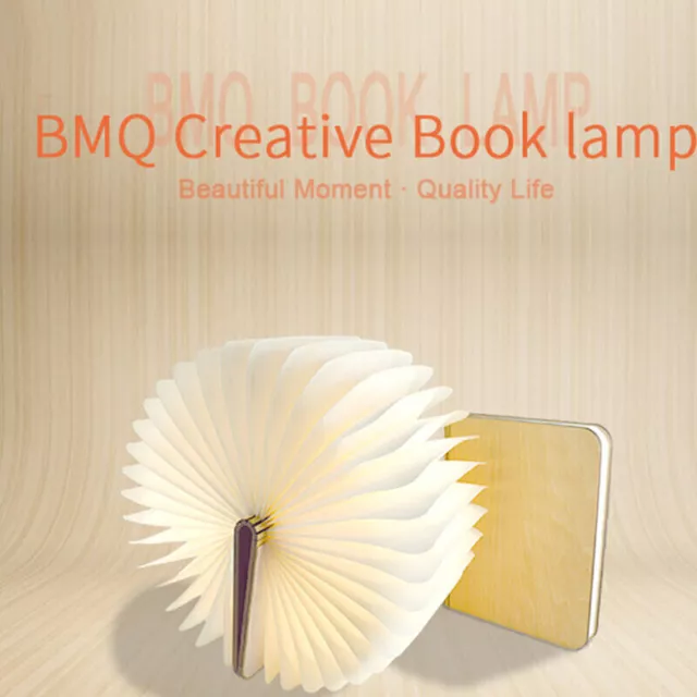 Folding Portable LED Book Light Wooden Lamp USB Rechargeable Magnetic Nightlight