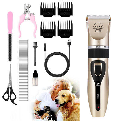 Cordless Electric Pet Hair Trimmer Cat Dog Grooming Clippers Quiet Shaver 12 Kit