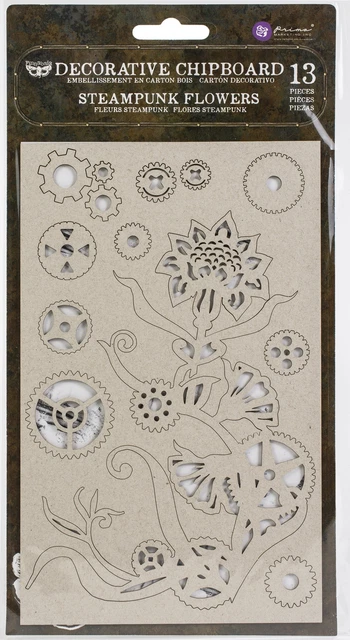 Flores decorativas de aglomerado steampunk Finnabair, paquete de 13/paquete, paquete de 3
