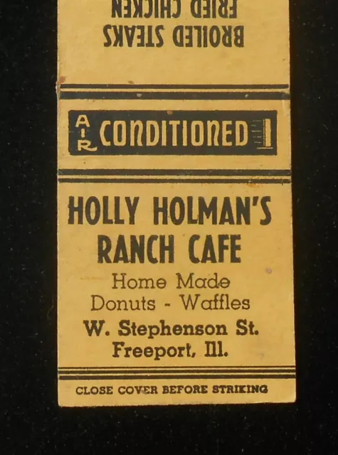 1930s Arrow Match Holly Holman's Ranch Cafe Donuts Waffles Chicken Freeport IL