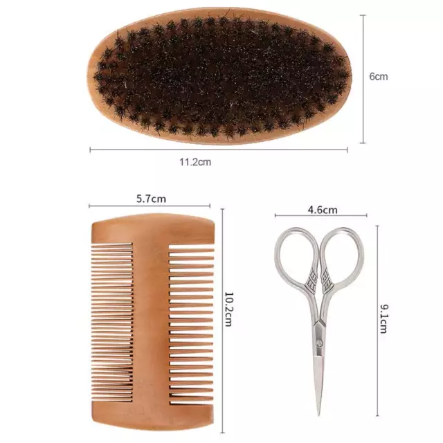 (3pcs/set) Beard Kit Beard Brush Doppelseitige Styling-Kamm-Schere Modellie FAT