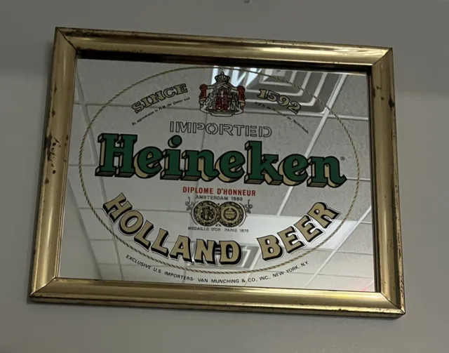 17.75" X 14.75" Heineken Imported Holland Beer Wall Display Bar Mirror