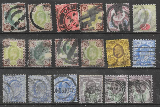 GB King Edward VII Definitive Stamps x 18 as per scan. Unchecked. (734)