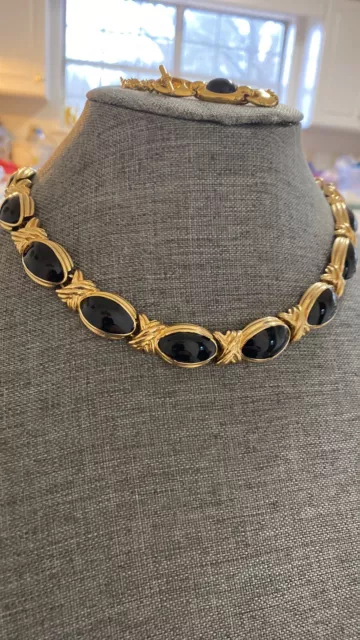 Black enamel gold tone 18 inch Necklace