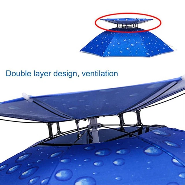 Outdoor Head Umbrella Hat Double Layer Foldable Head Breathable Umbrella