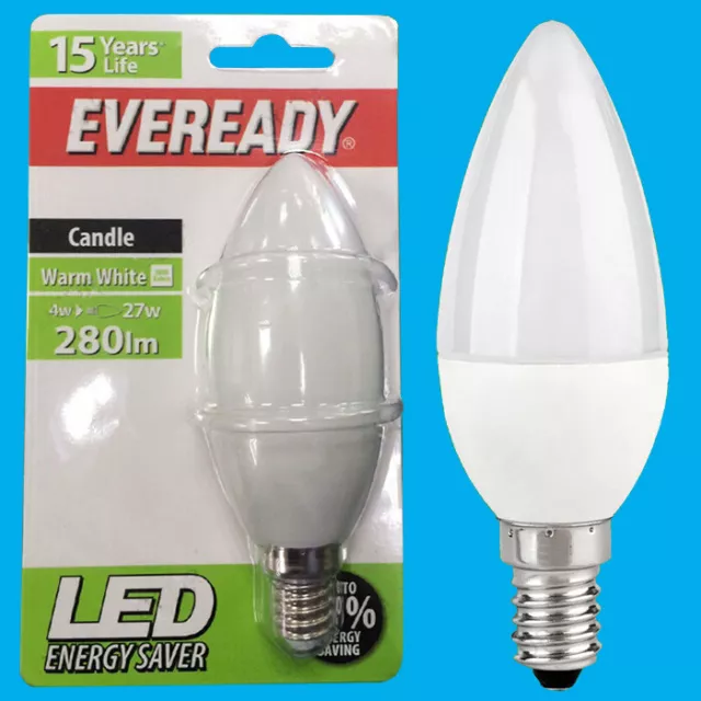 10x 4W (=27W) LED Candela Bianco Caldo 3000k Ses E14 Piccolo Edison Lampadina