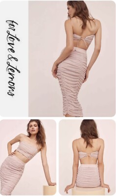 For Love & Lemons All That Glitters Set (Top & Midi Skirt) Size M