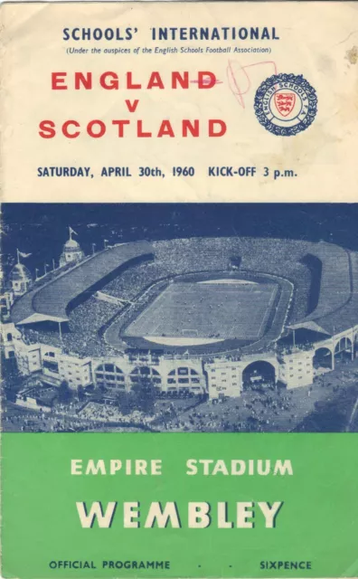 England V Scotland Schools International Football Programme 1960
