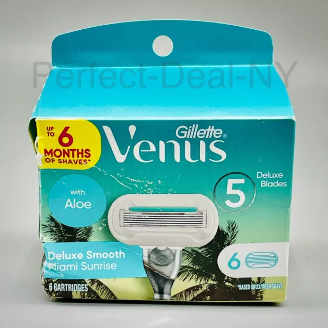 Gillette Venus Deluxe Smooth Miami Sunrise Women's Shaver Refill Damaged 1PKx6Ct