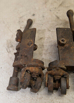 4 antique safe or machine roller wheel & lock down cast iron collectible lot M13 2