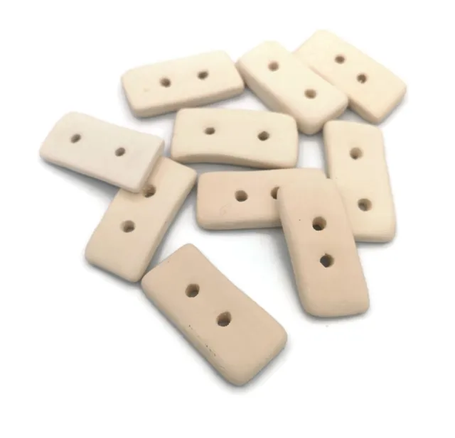 10 Pcs Blank Sewing Buttons Rectangle Handmade Ceramic Bisque Craft Kit To Paint