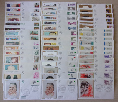 1974à1997 France Lot de 49 Enveloppes 1er Jour  Séries complètes de Célébrités